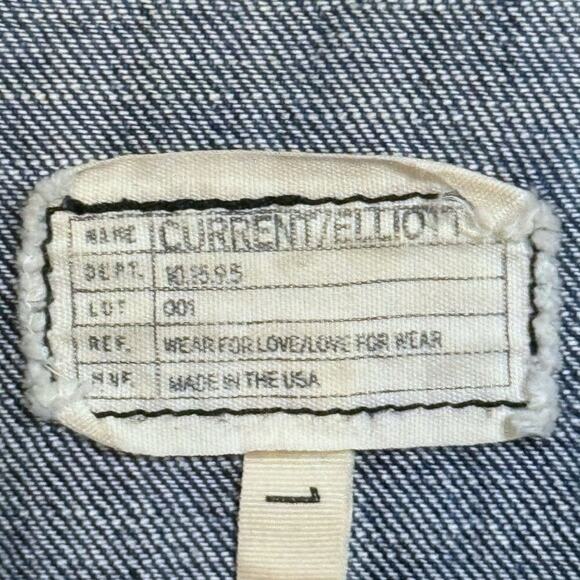 Current/Elliott Denim Trucker Jacket Womens Blue Faded Distressed Western Sz 1/S - Picture 7 of 10